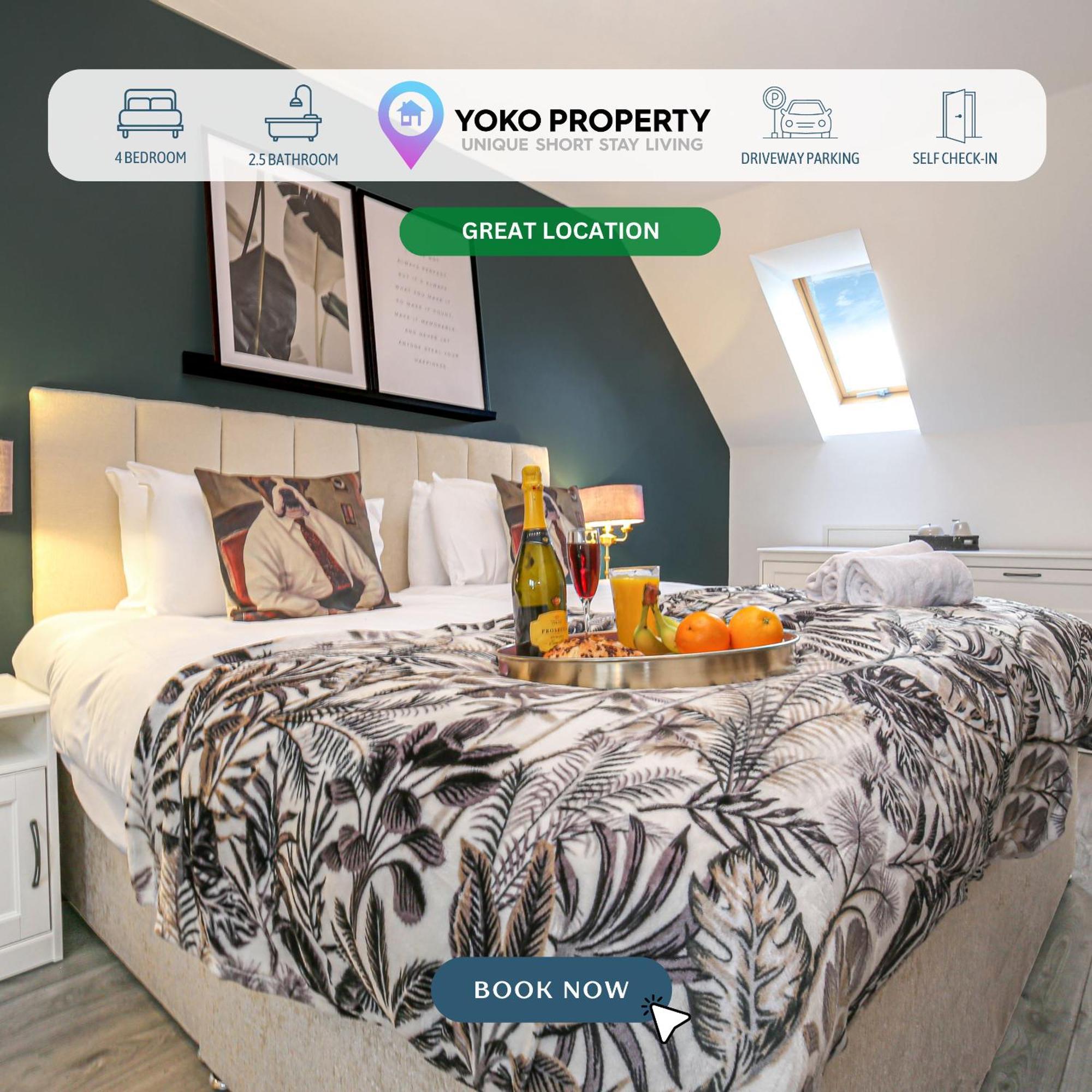 Yoko Property: Luxury 4-Bedroom House with Free Parking and Fast WiFi Milton Keynes Exterior photo